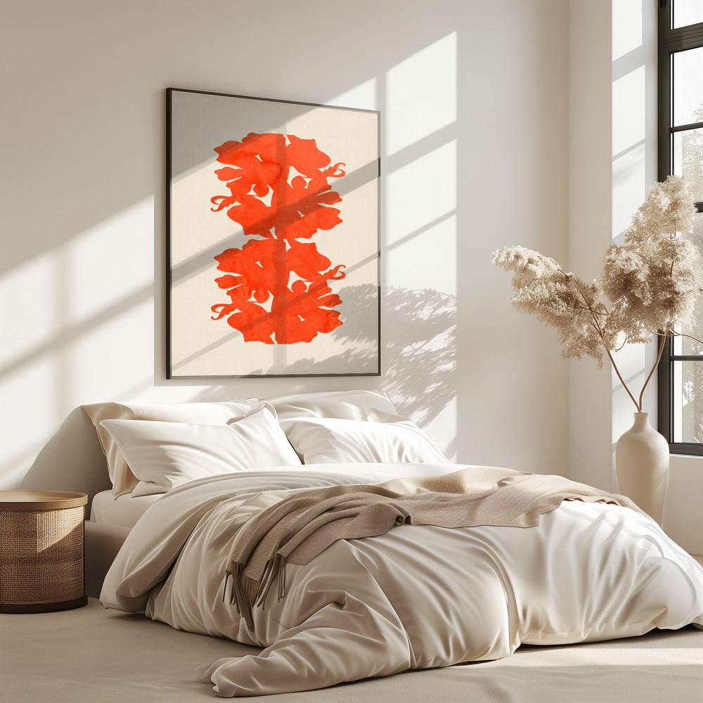 Oranje bloemensilhouetten | Poster