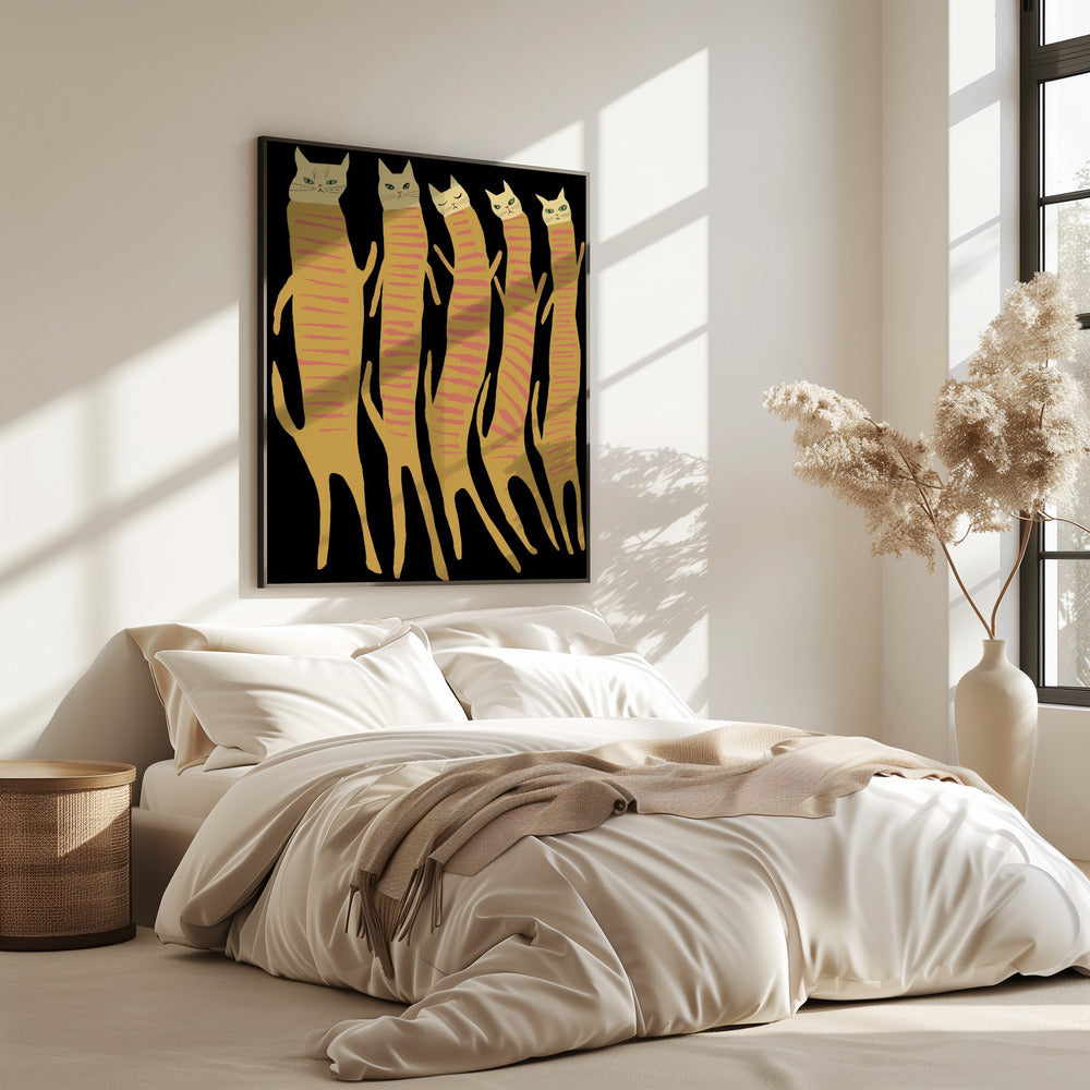 Vijf lange katten | Poster