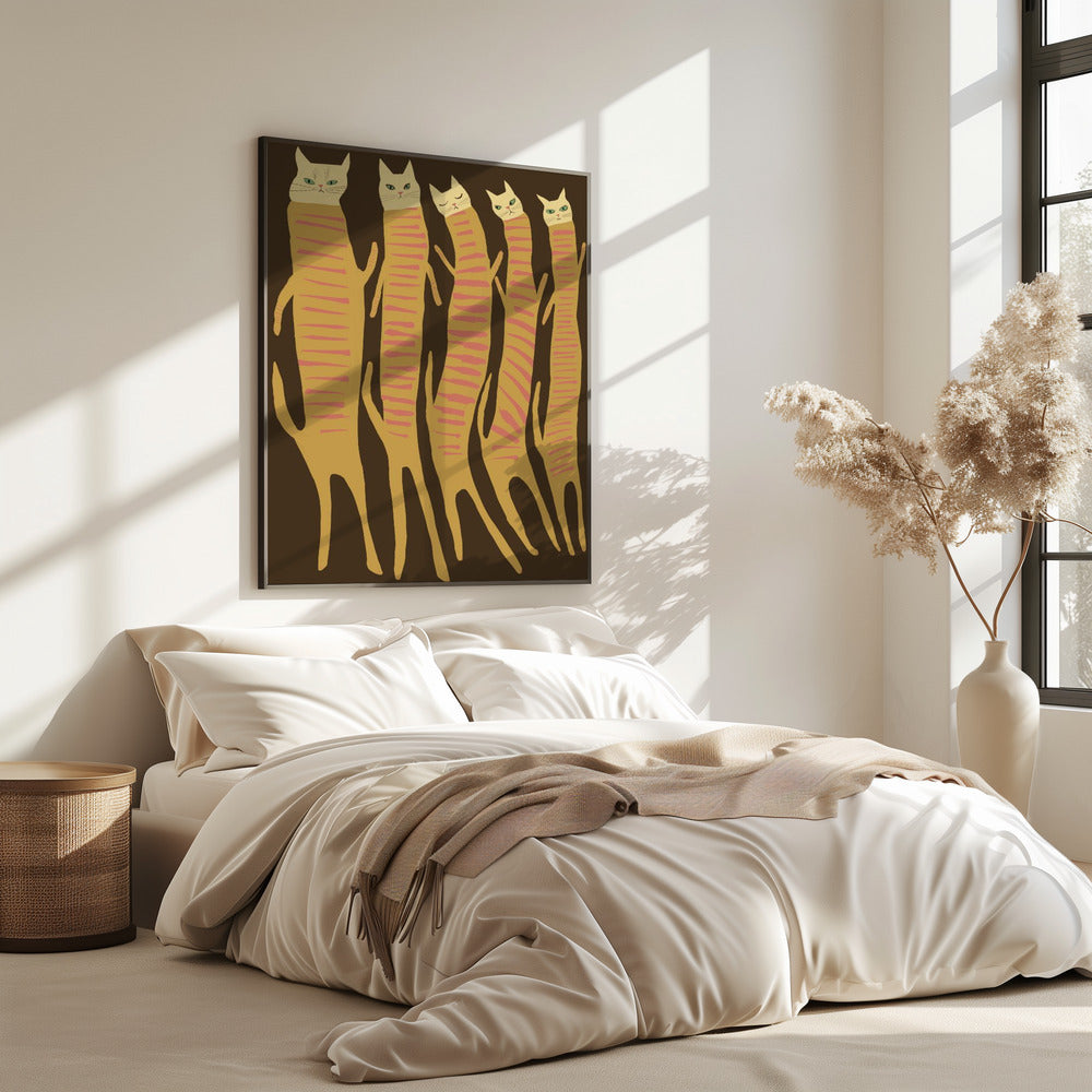 Vijf lange katten | Poster