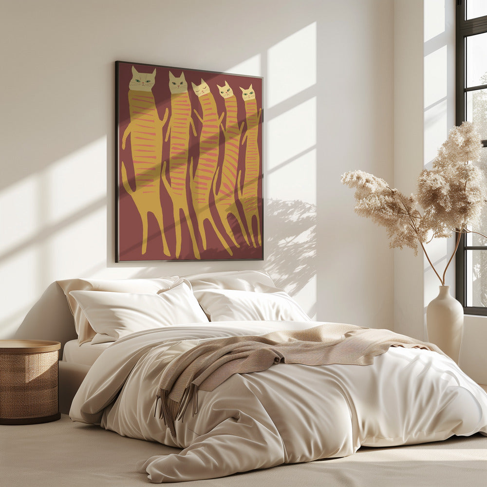 Vijf lange katten | Poster