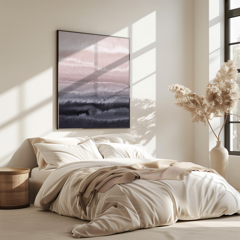 Binnen de getijden Zwart zandstrand | Poster