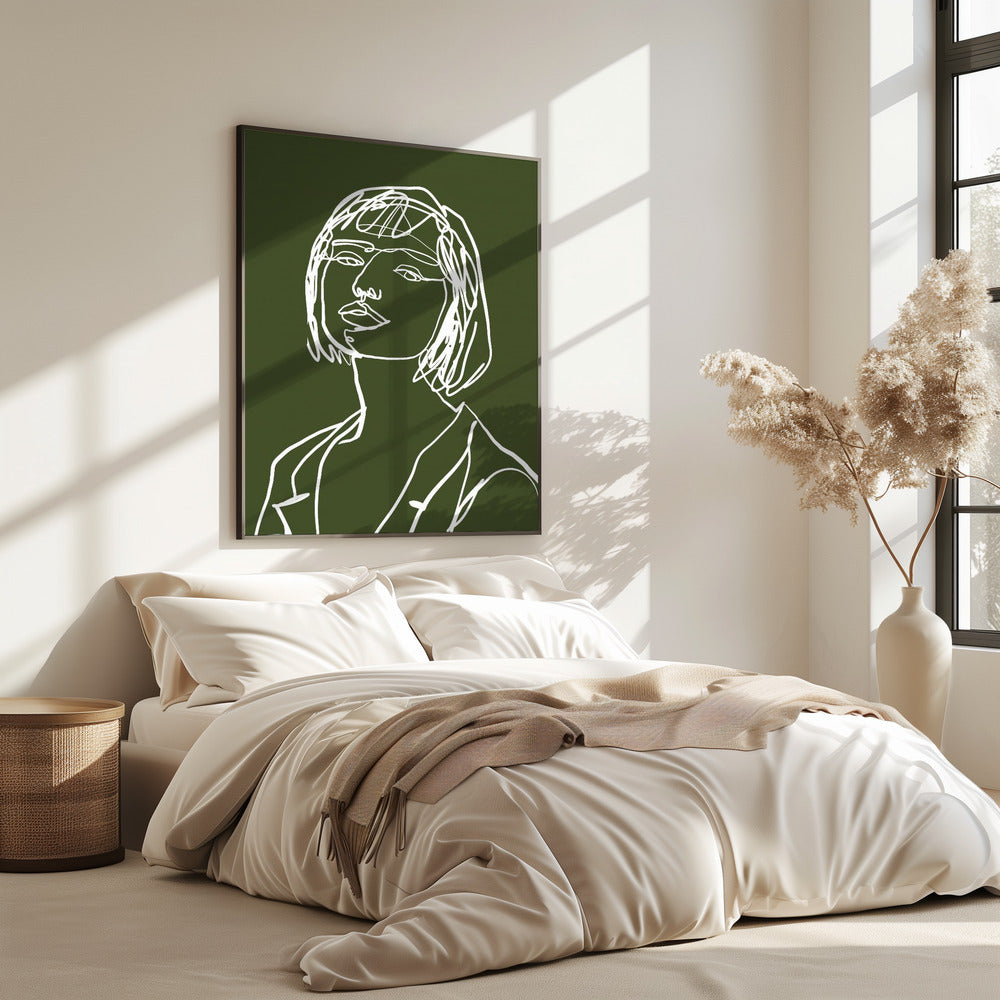 Lijnkunst vrouwelijk groen | Poster