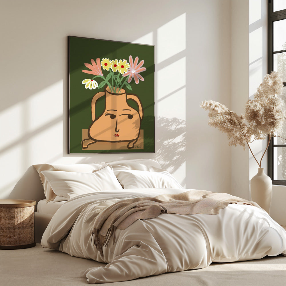 Dame vaas met bloemen | Poster