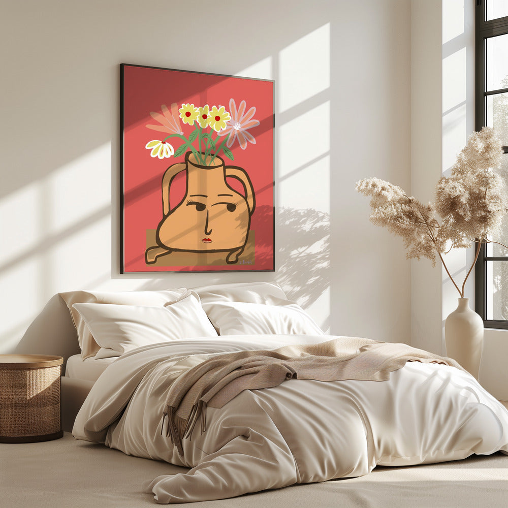 Dame vaas met bloemen | Poster