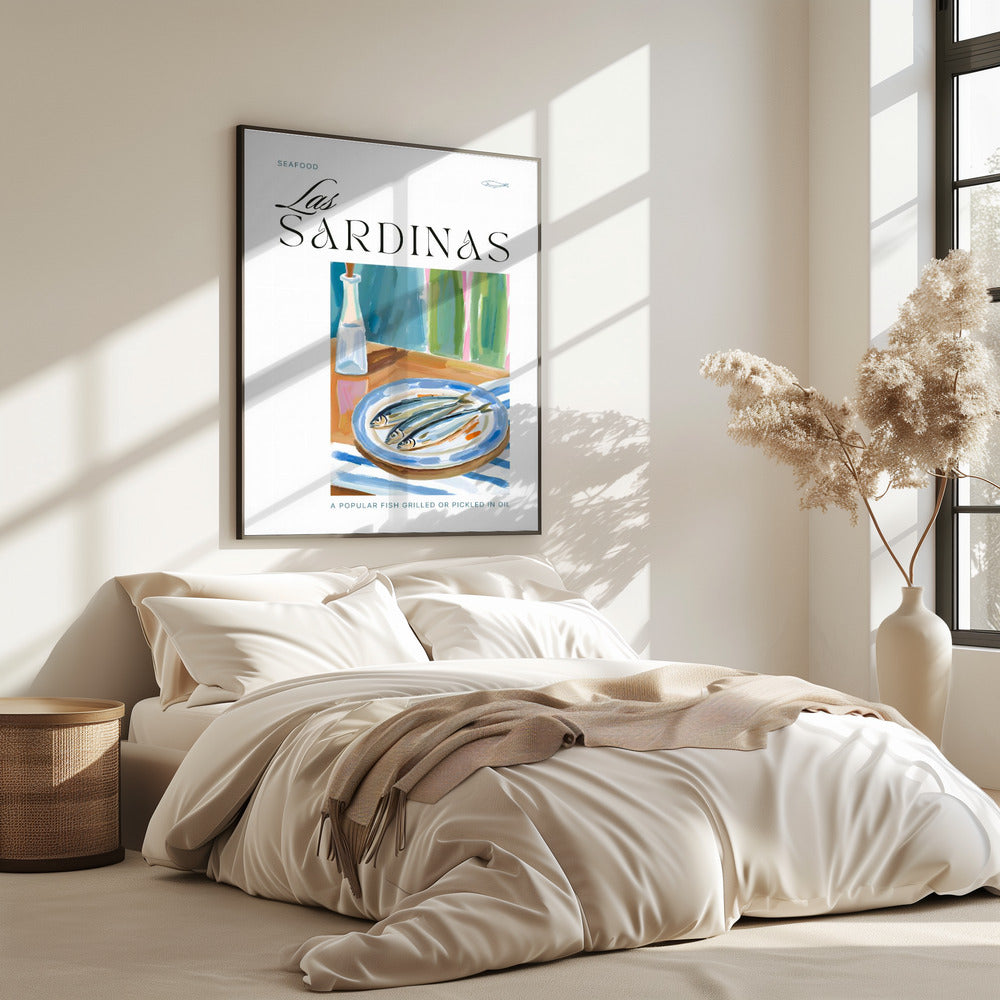 Bordje sardines met fles | Poster