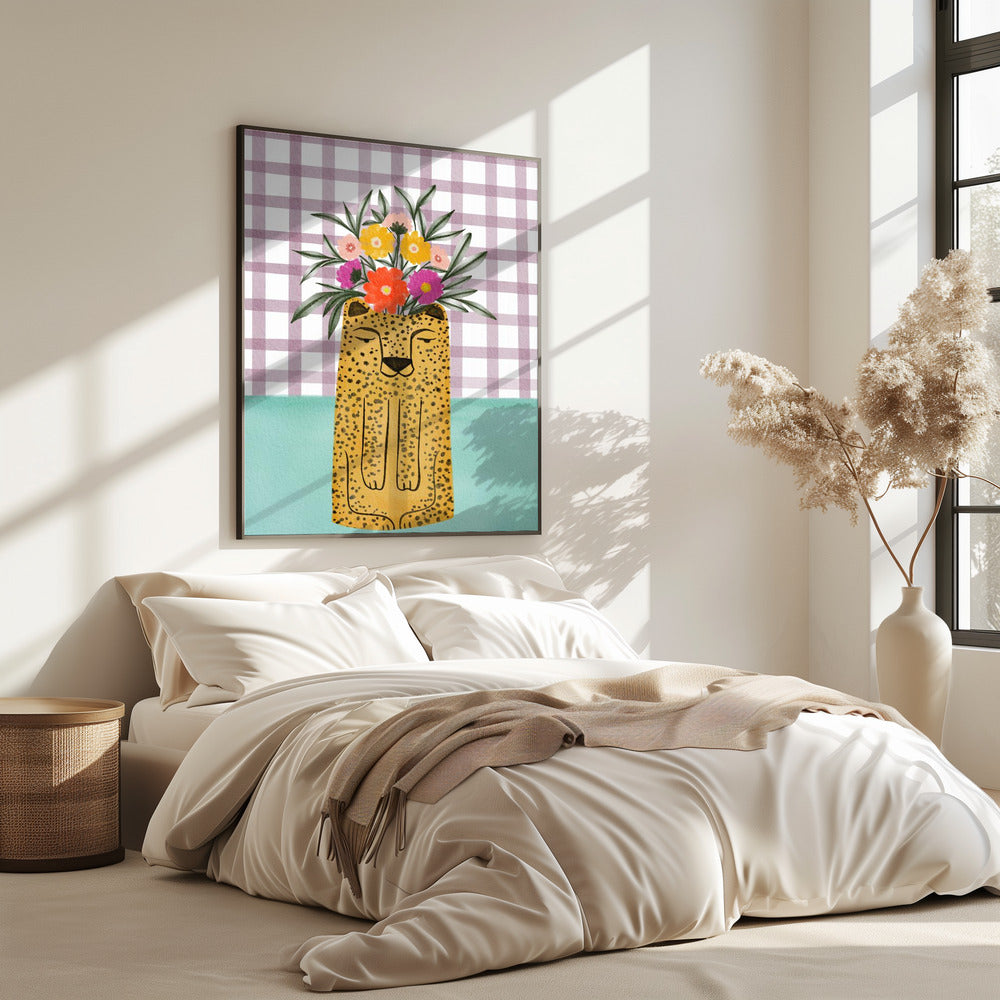 Luipaardvormige vaas met bloem | Poster