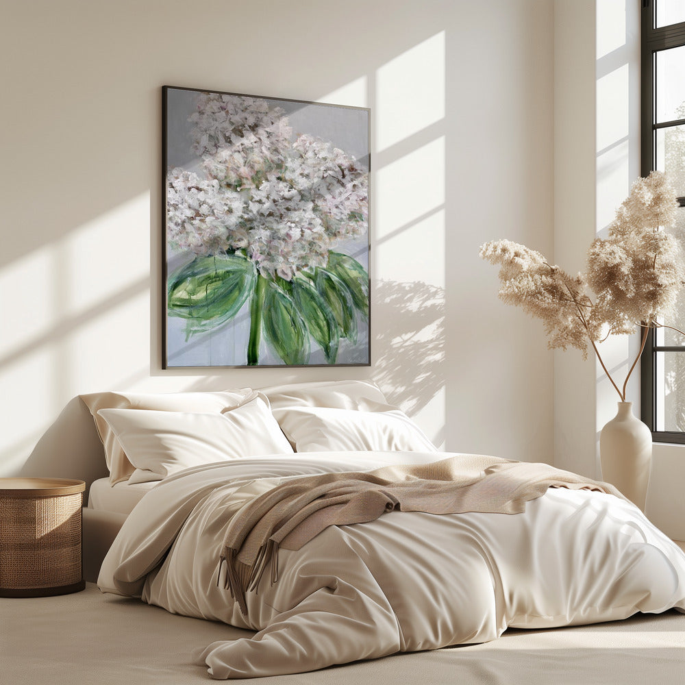 Witte hortensia bloei | Poster