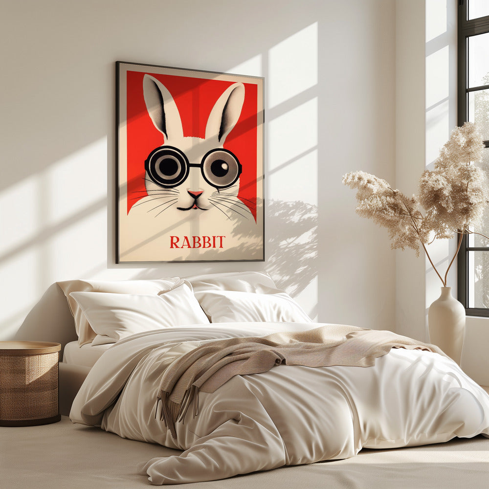 Konijn met oversized bril | Poster