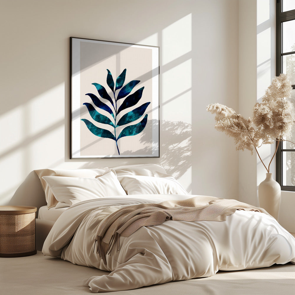 Botanisch ontwerp met donkerblauwe waterverf | Poster