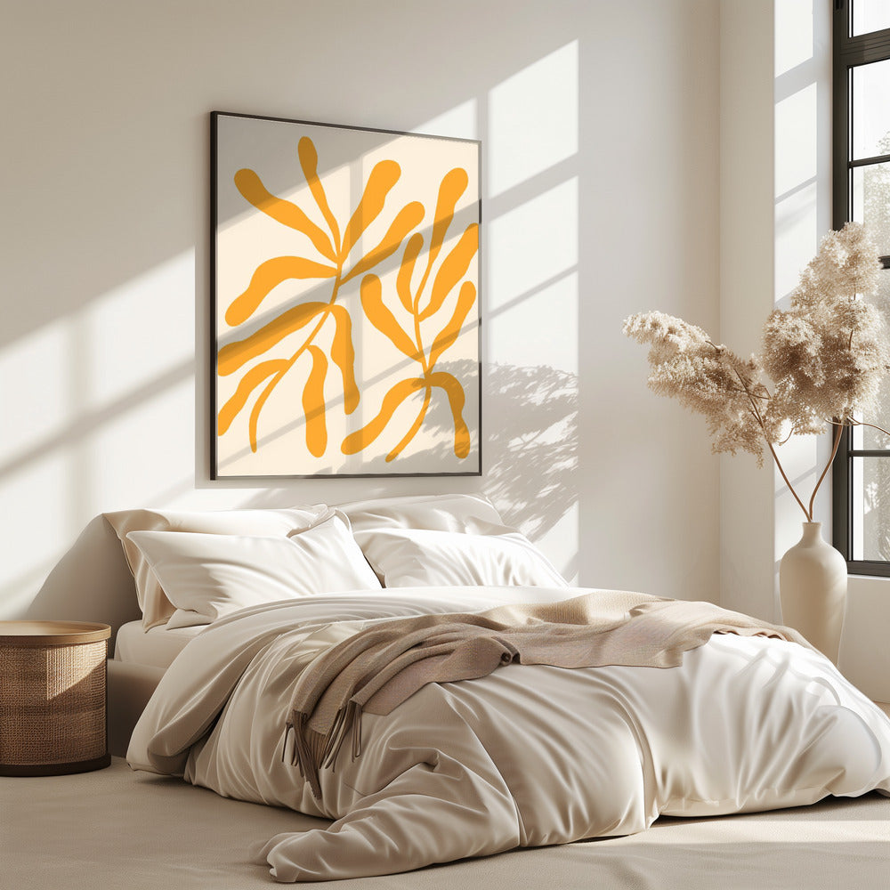 Silhouetten van gele bladeren | Poster