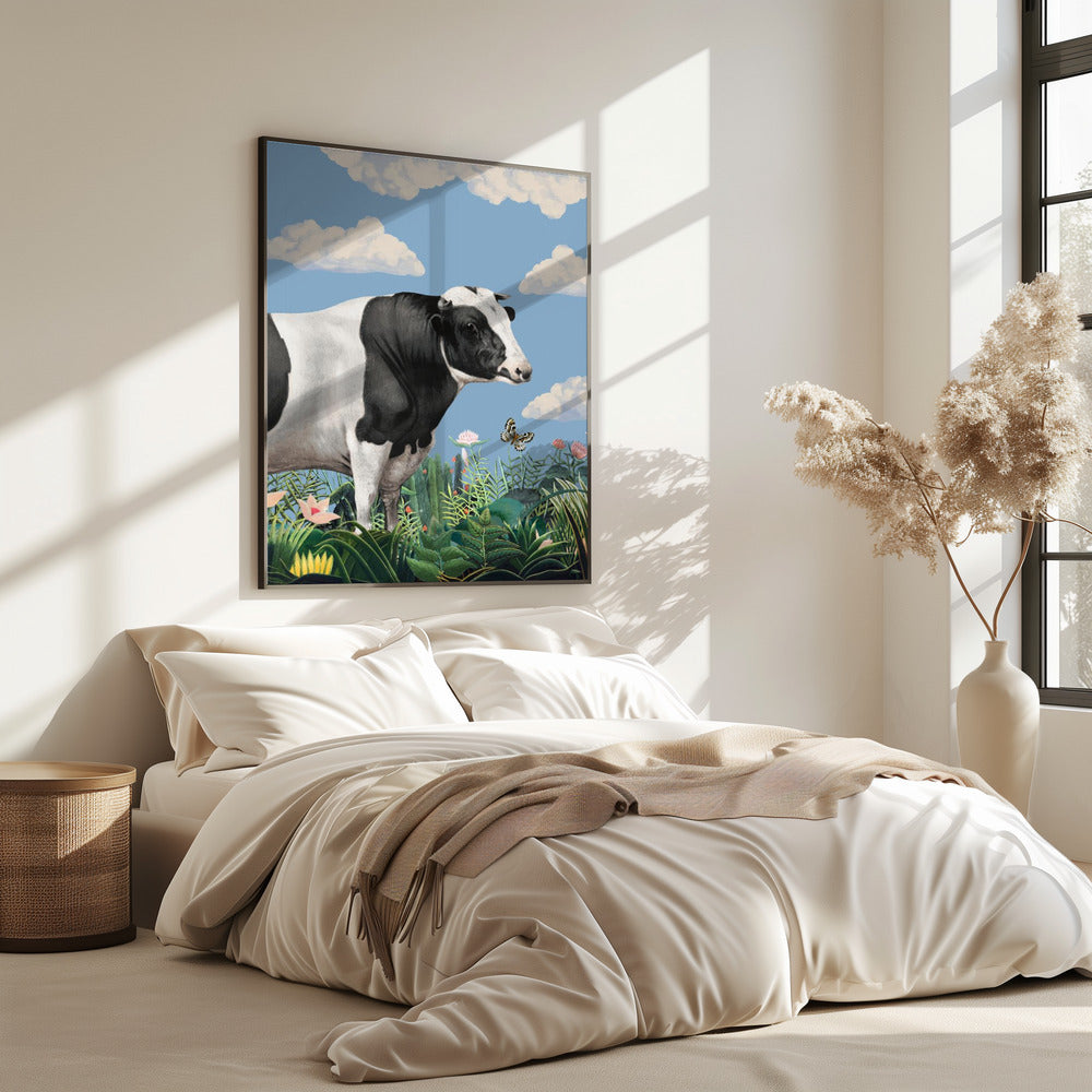 Kleurrijke portretten van blije koeien (inclusief vlinder) | Poster