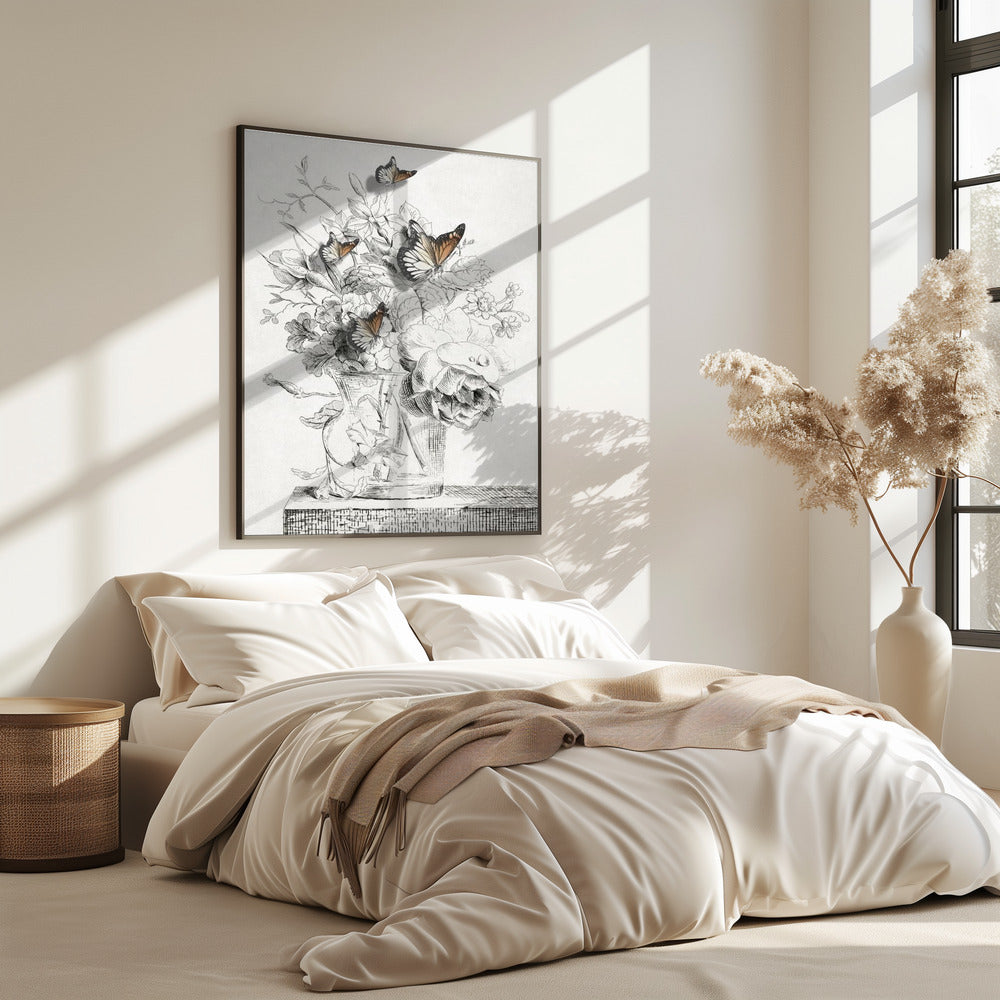 The Butterflies & The Vase With Flowers | Poster