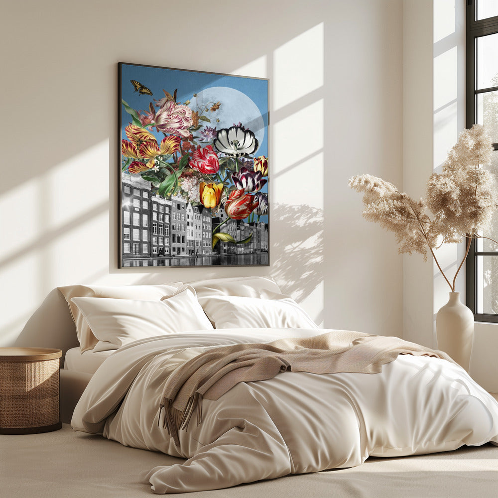 Levendige tulpen en ingewikkelde vlinders | Poster