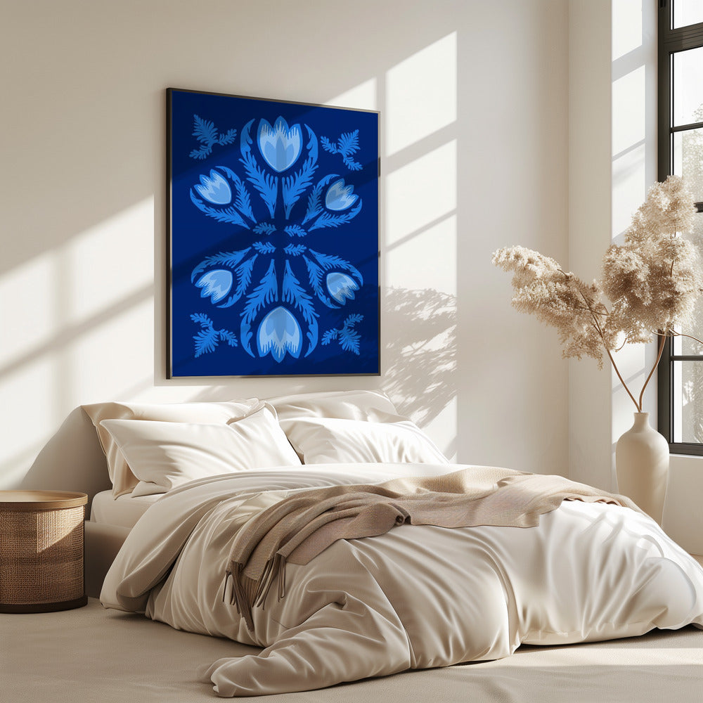 Grafische bloemen, lichtgevende tulpen | Poster