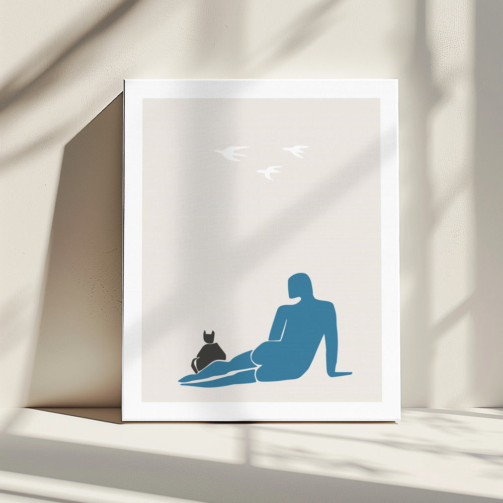 Vrouw en kat | Canvas