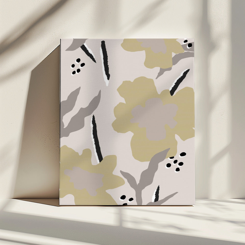 Beige bloemen | Canvas