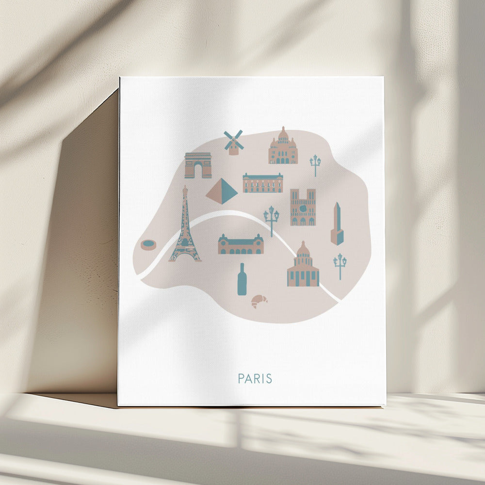 Kaart van Parijs | Canvas