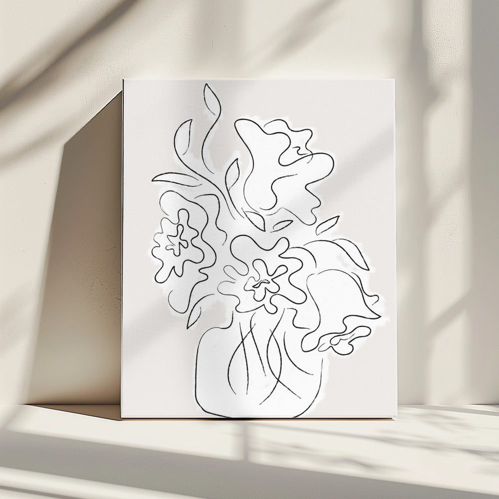 Bloemenboeket Grijs | Canvas