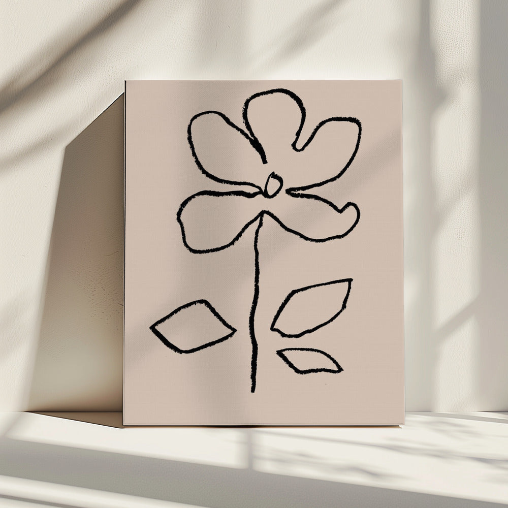 Oliepastel Bloem Zwart | Canvas