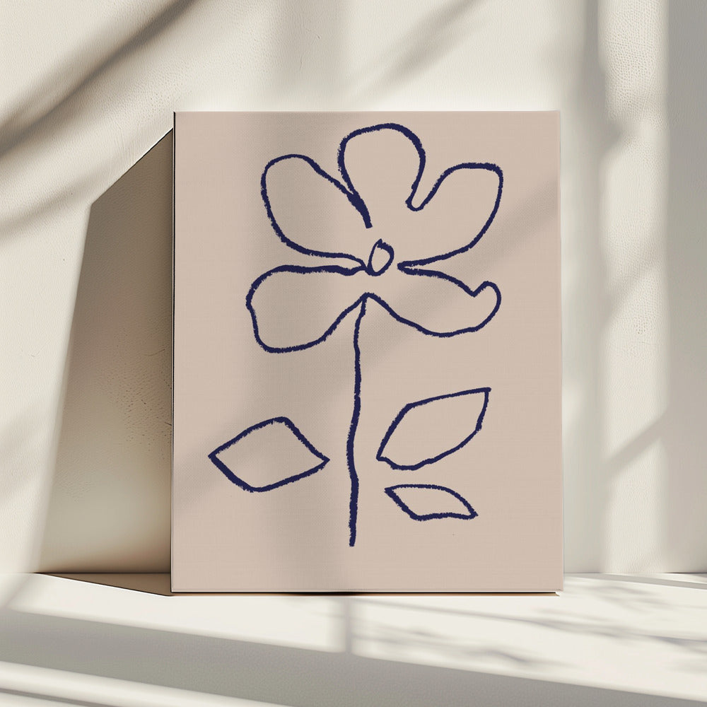 Oliepastel Bloem Blauw | Canvas