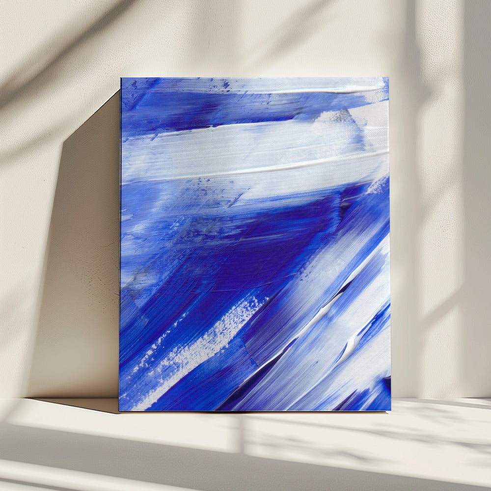 Witte en blauwe penseelstreken | Canvas
