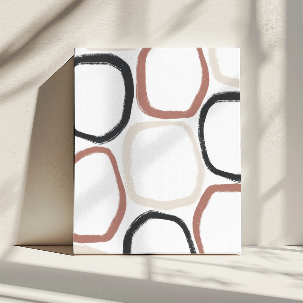 Cirkels in zwartbeige en roest | Canvas