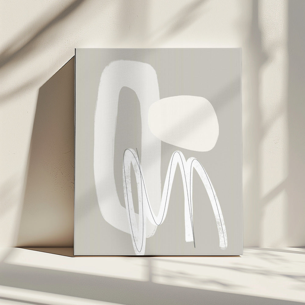 Vloeiende rondingen en vormen in neutrale tinten | Canvas