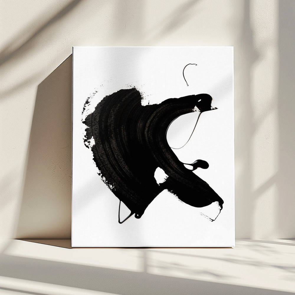 Zwarte abstracte streek | Canvas