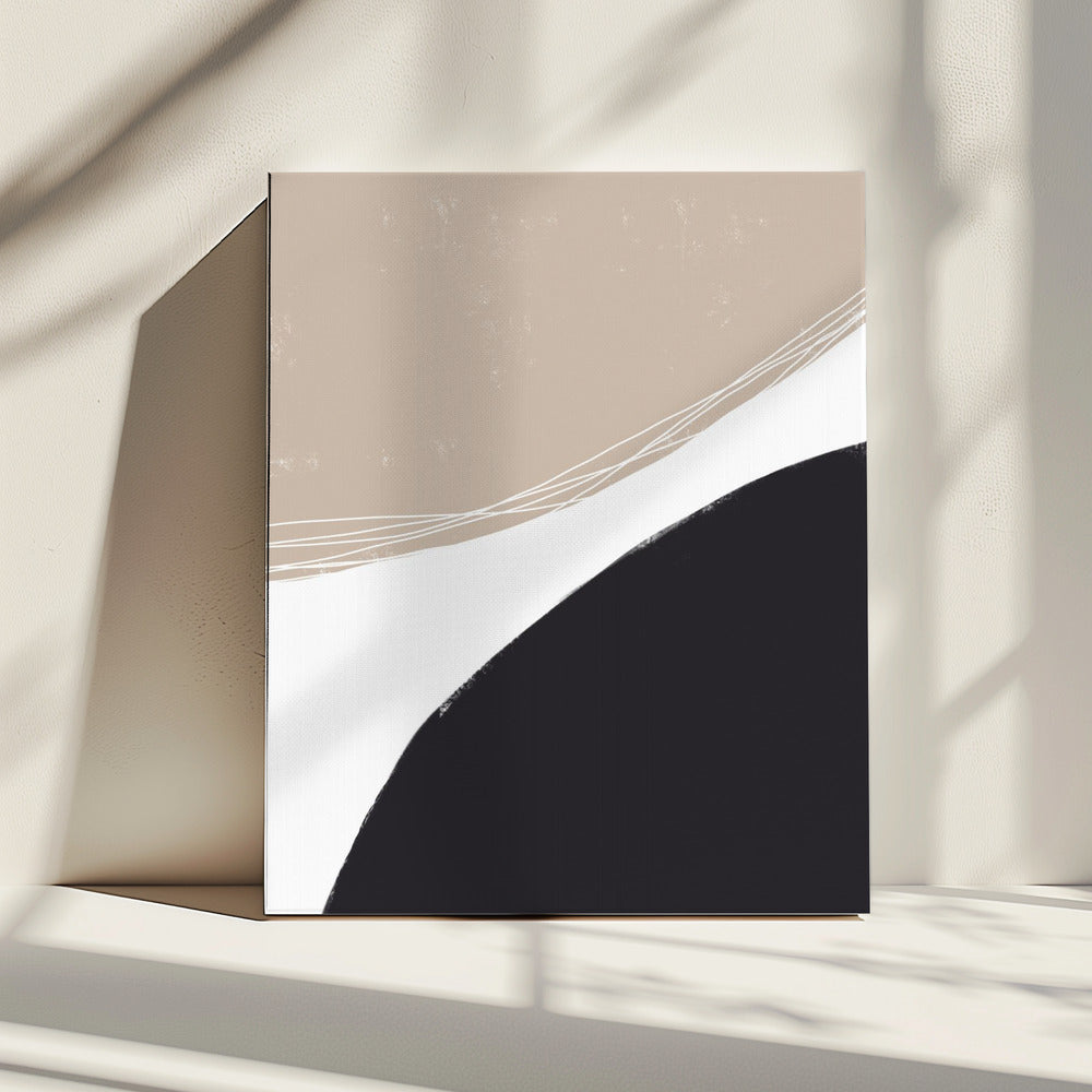 Beige en zwarte organische vormen | Canvas