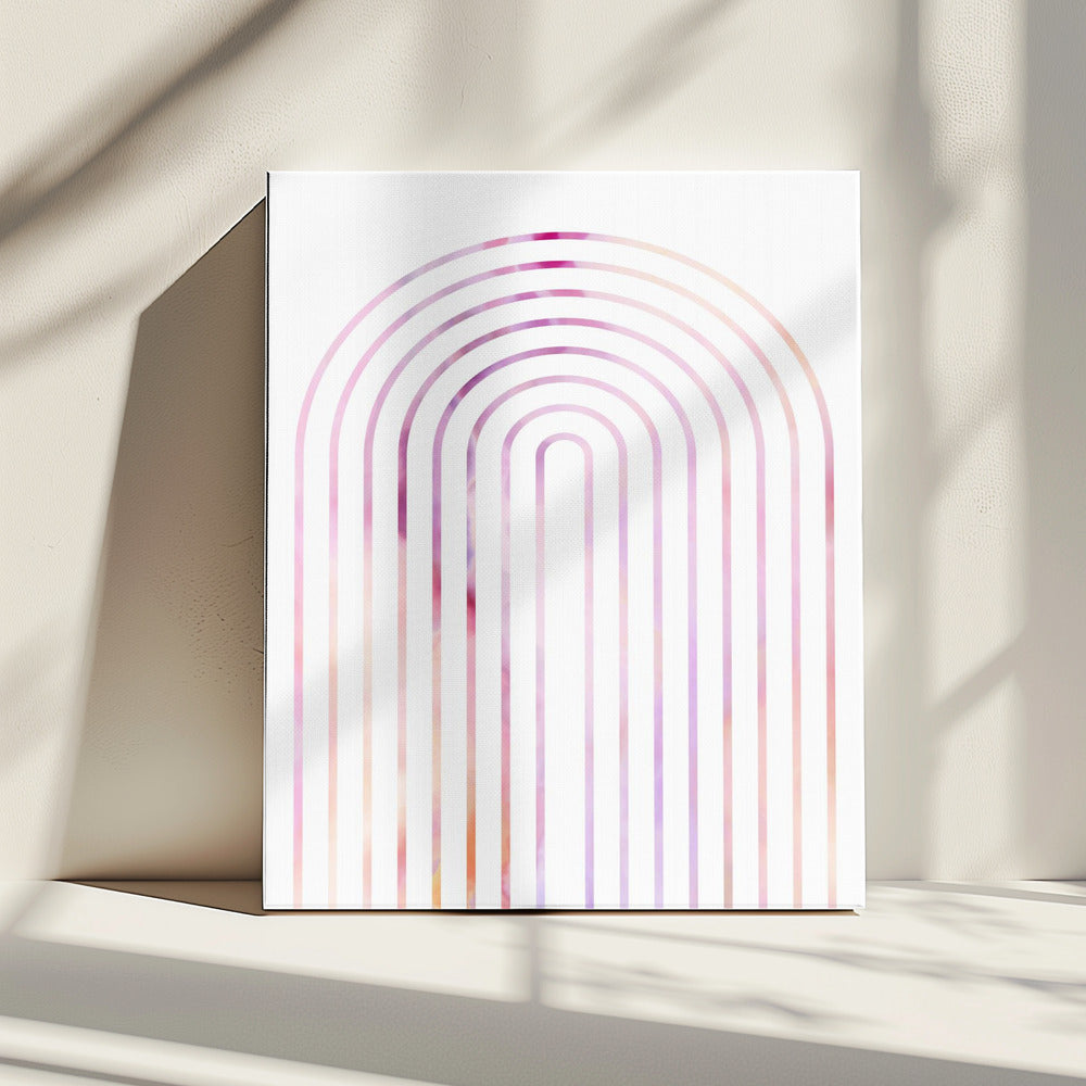 Gebogen lijnen in zachte pastelkleuren | Canvas