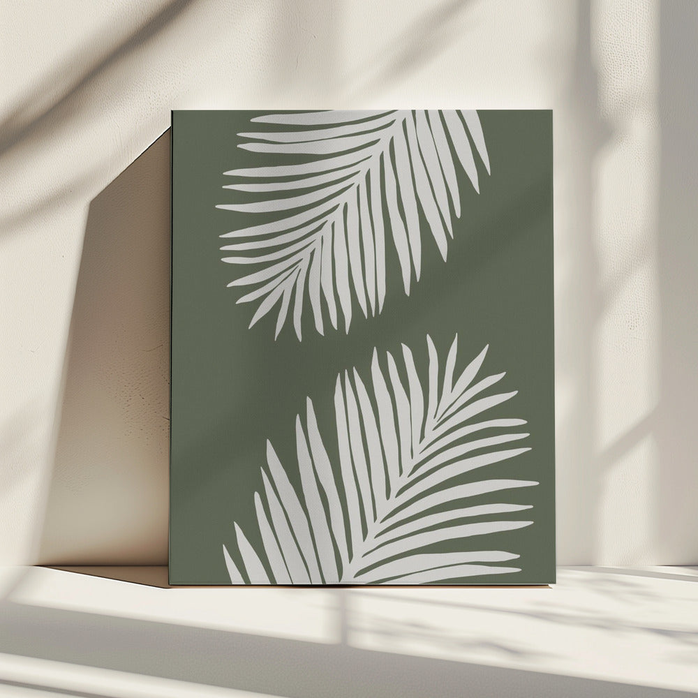 PALMBLAD 06 GROEN WIT | Canvas