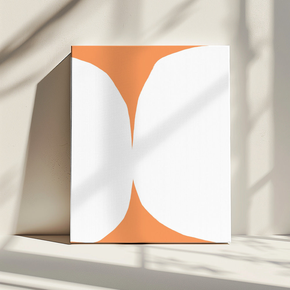 Geometrische witte vormen op een oranje achtergrond | Canvas