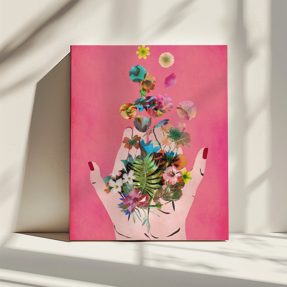 Bloeiend in handen | Canvas