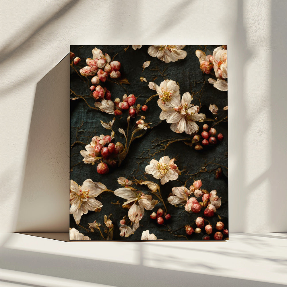 Bloemblaadjes en bessen | Canvas