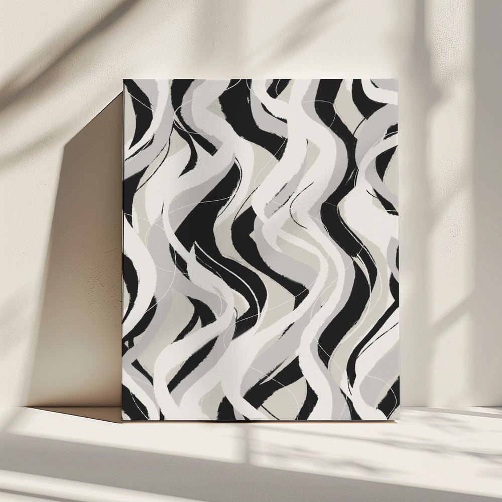 Gebogen monochrome golven | Canvas