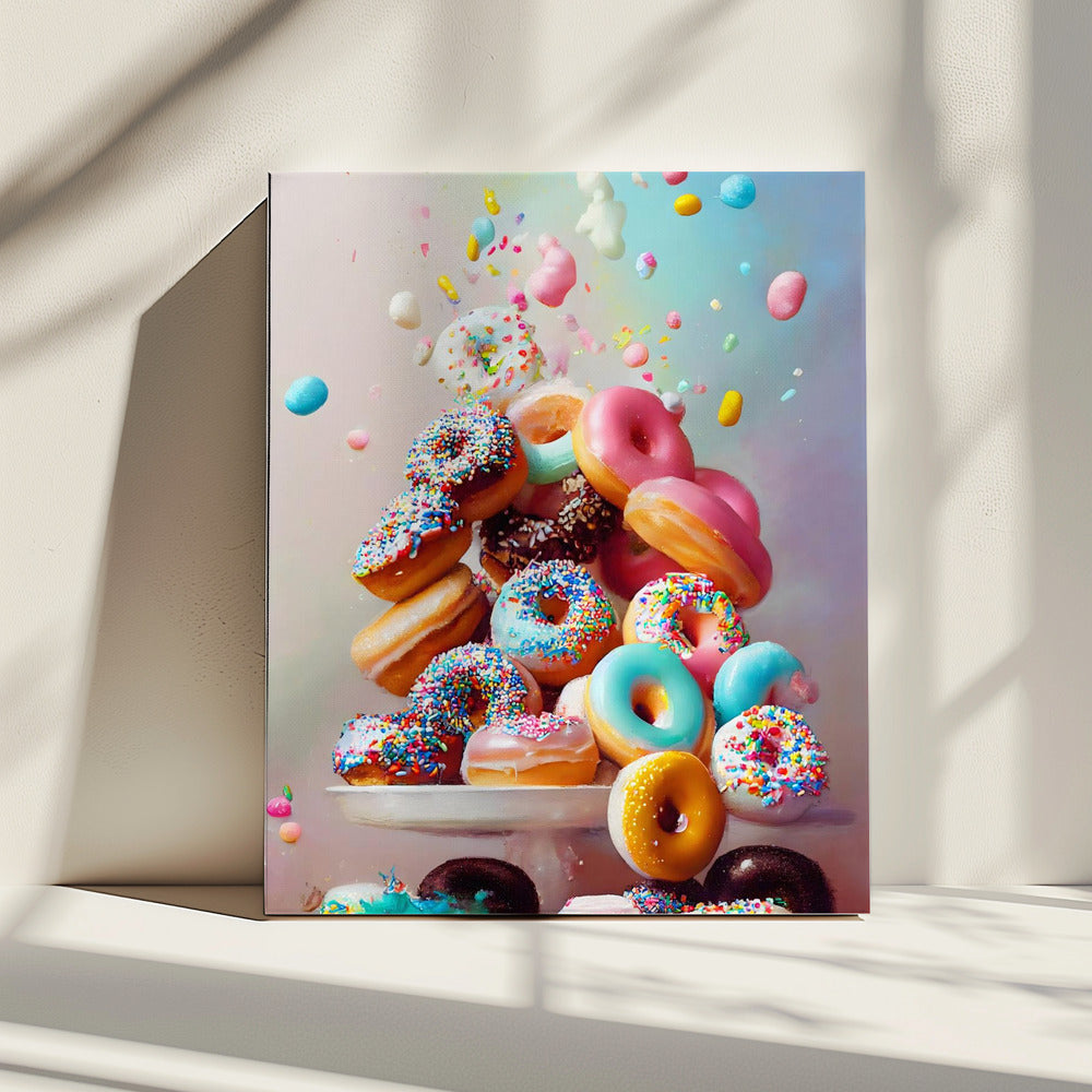 Kleurrijke donutcascade | Canvas