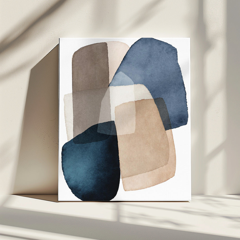 Blauwbruine blokken | Canvas