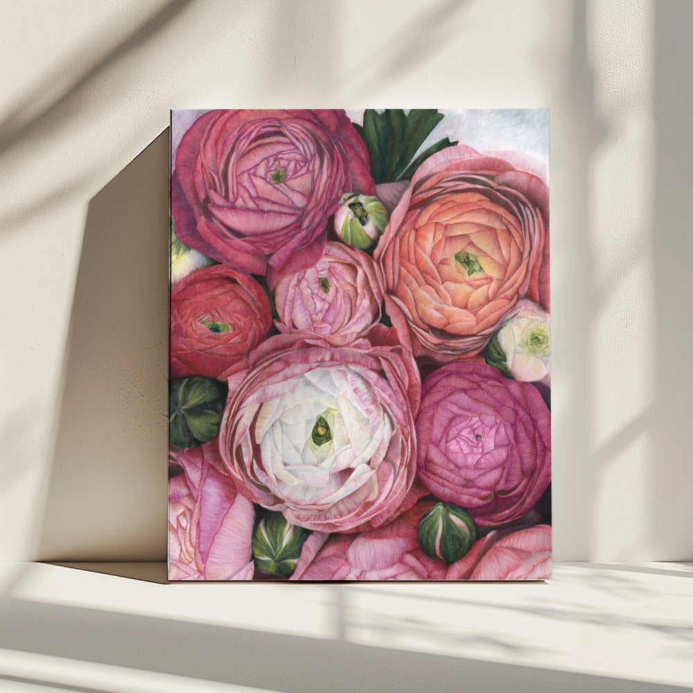 Arleth ranonkelboeket in warm roze | Canvas