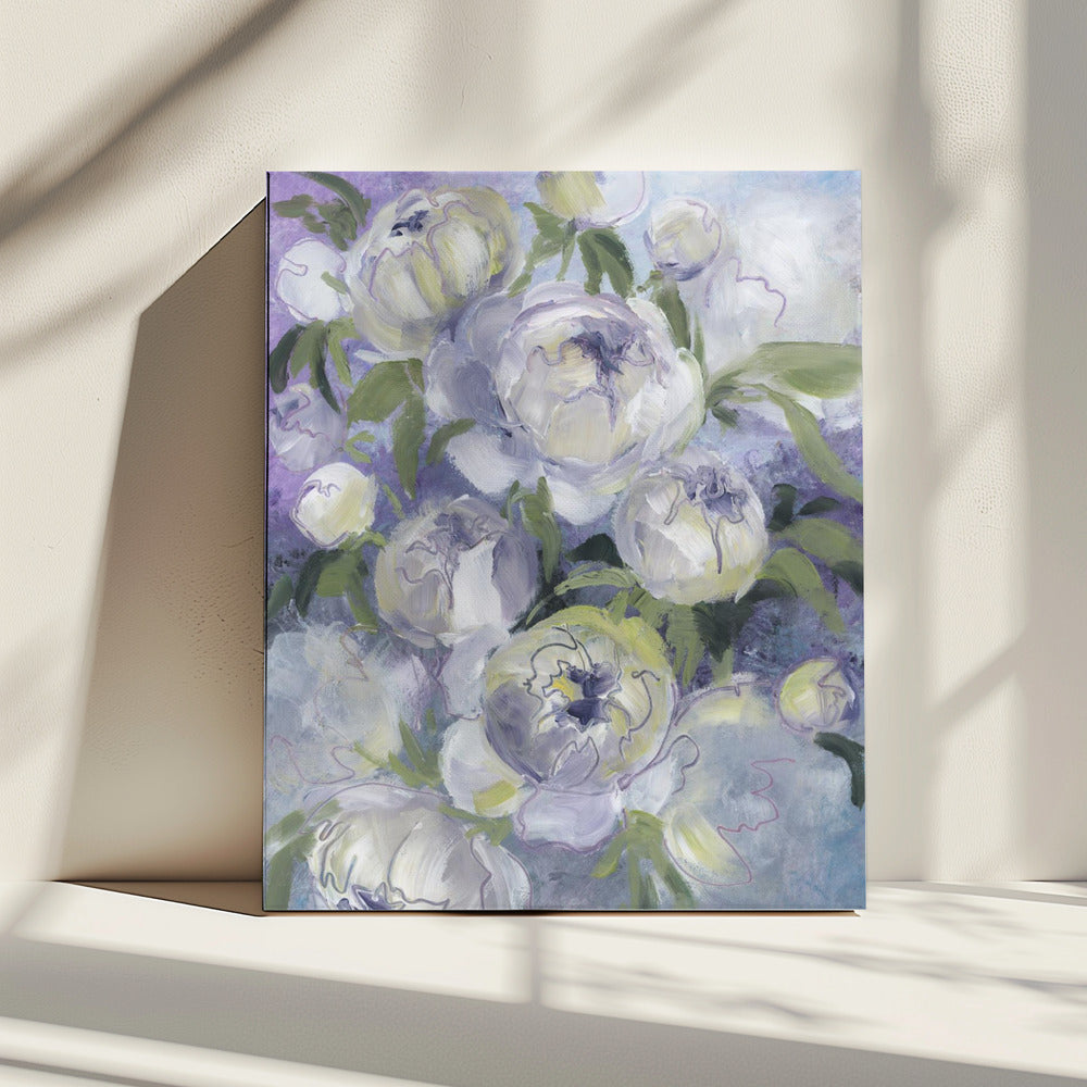 Droevige schilderachtige bloemen in violet | Canvas