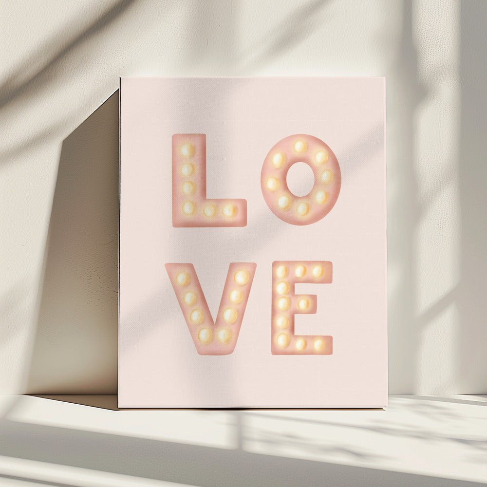 LOVE Lichtletters Roze | Canvas