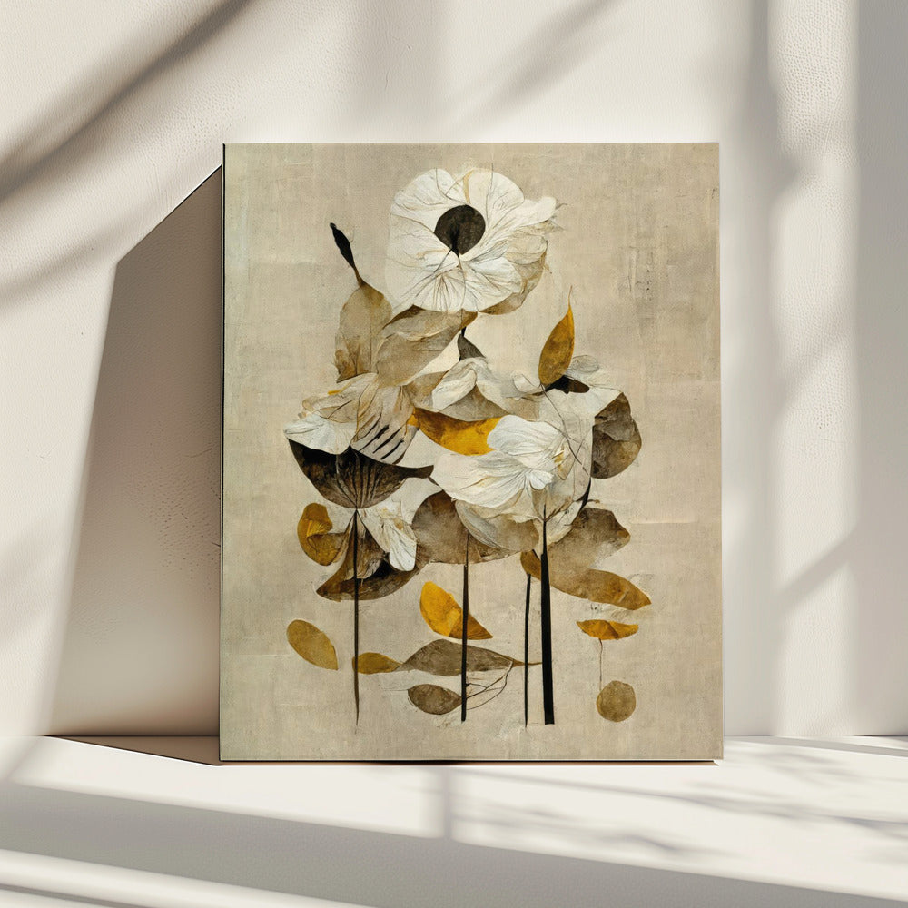 Bloemblaadjes en bladeren | Canvas