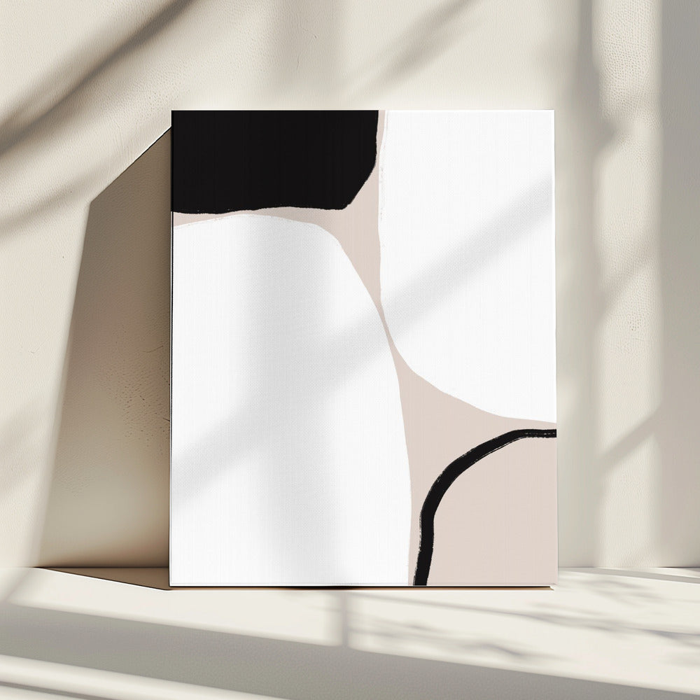 Zwarte en beige geometrische vormen | Canvas