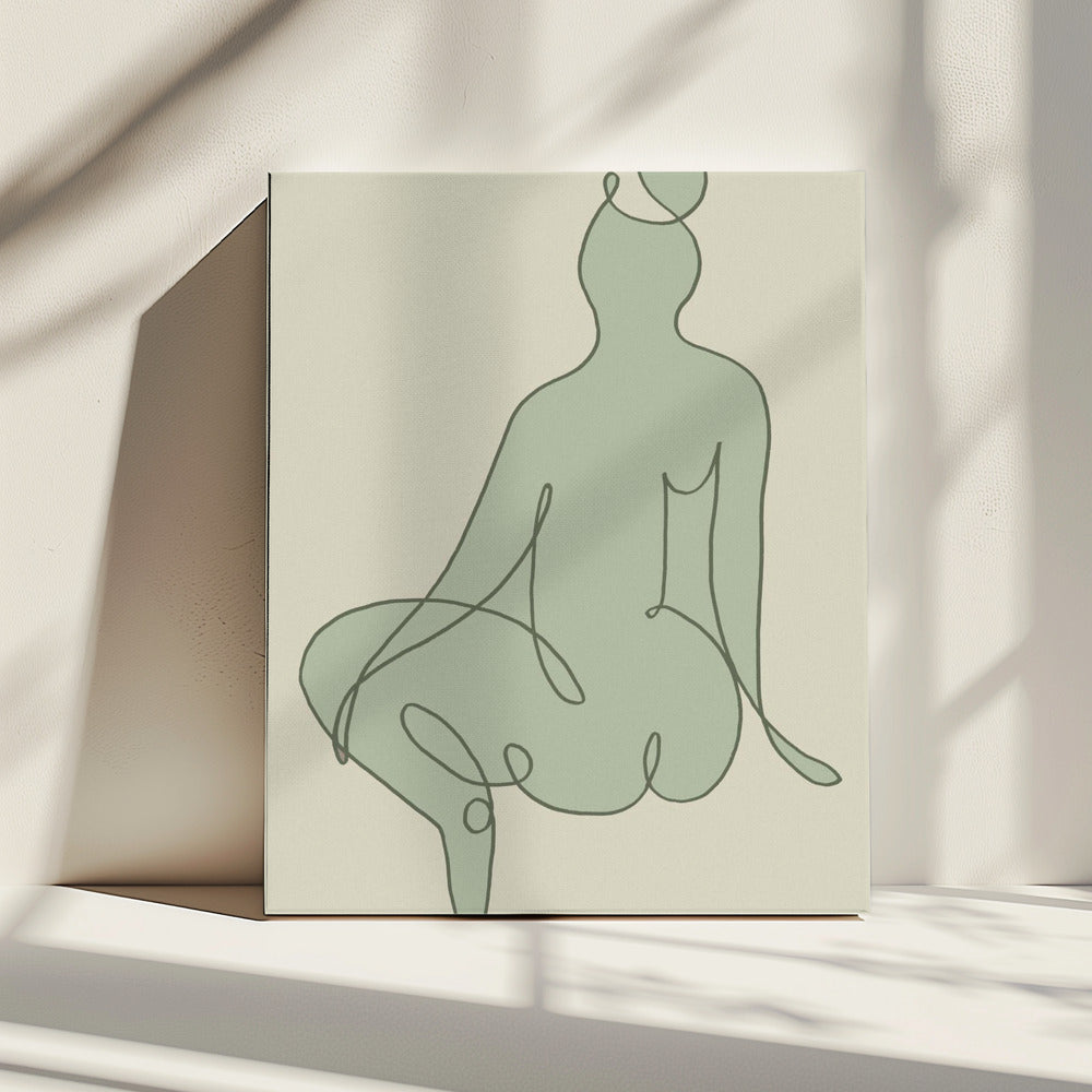 Zittend Groen | Canvas
