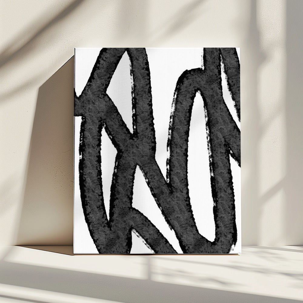 Zwarte penseelstreken op een witte achtergrond | Canvas