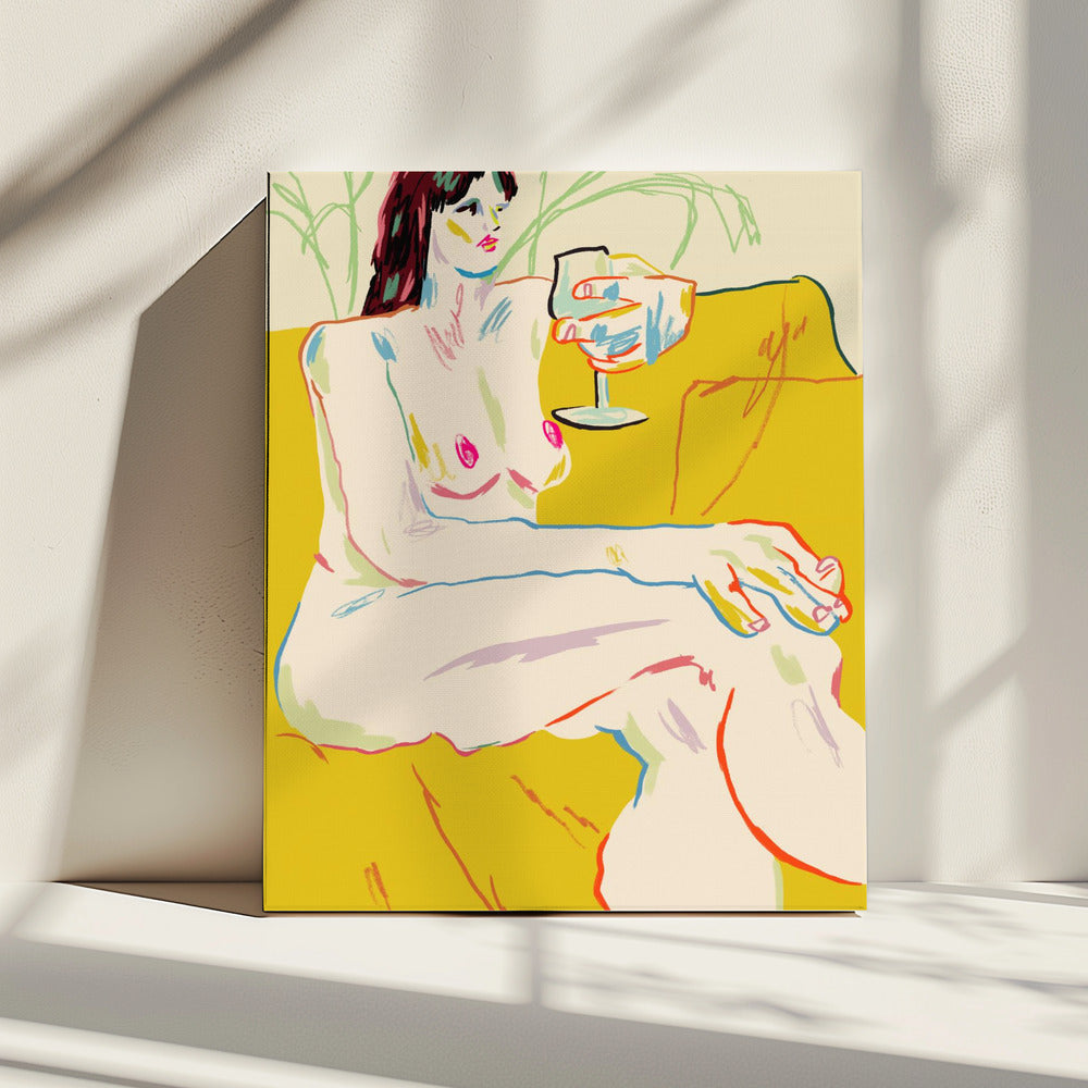 Meisje met een wijnglas | Canvas
