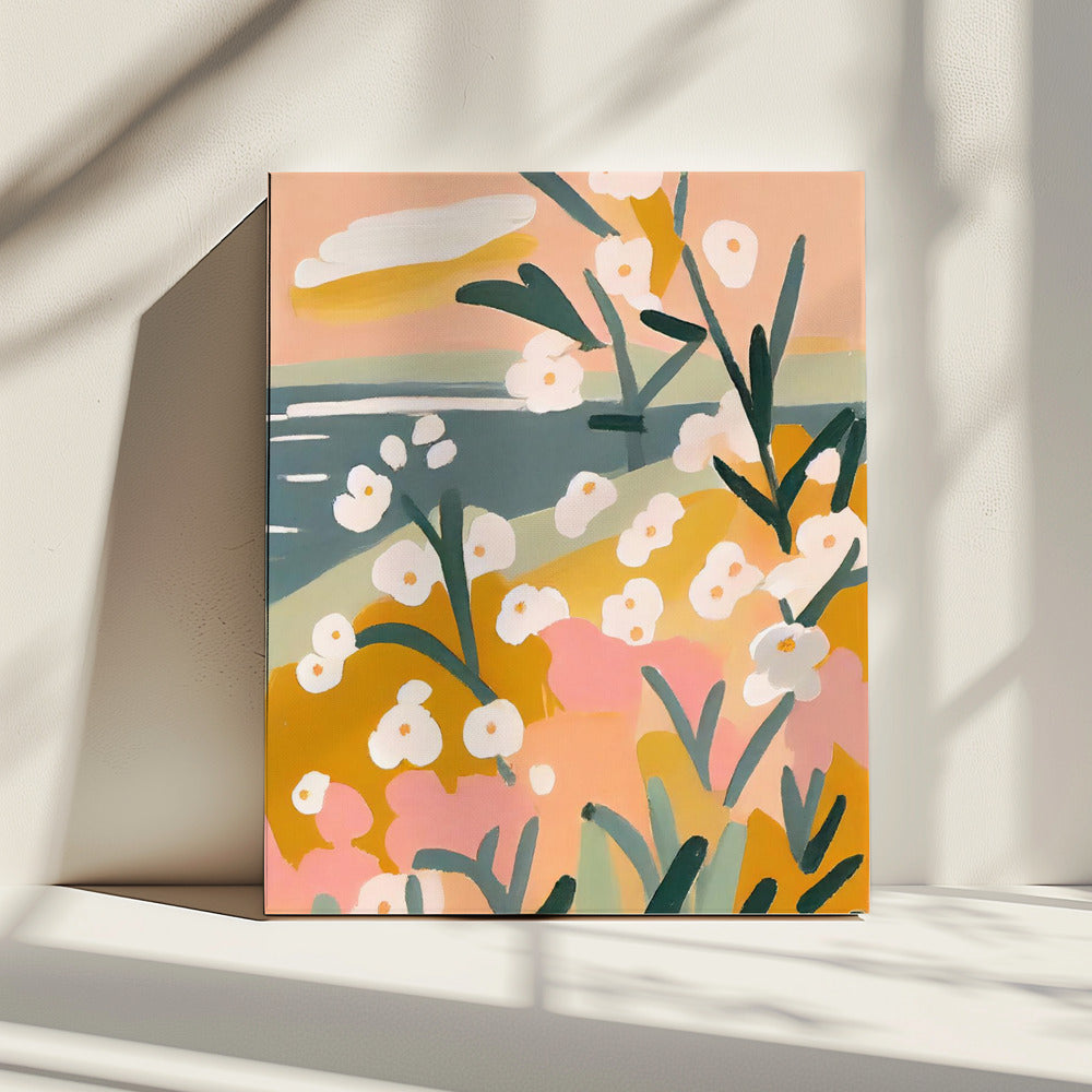 Bloemblaadjes aan de kust | Canvas