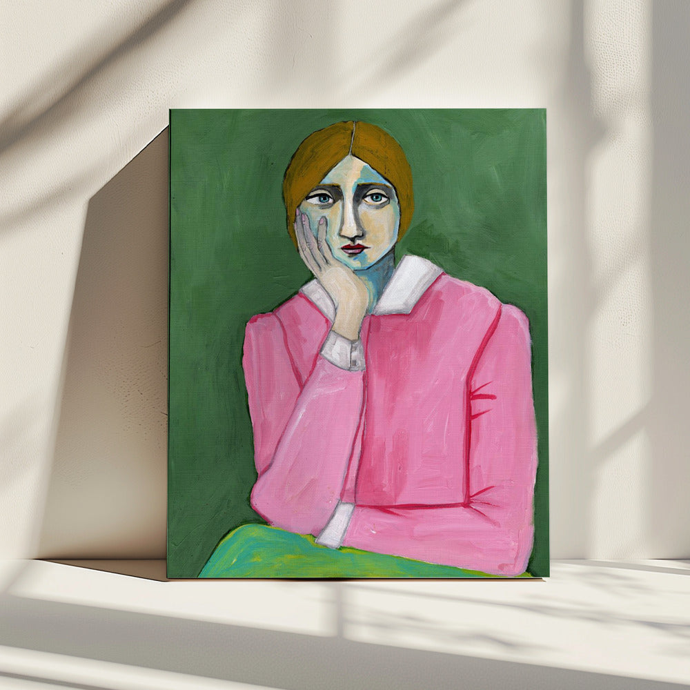Vintage dame in roze | Canvas