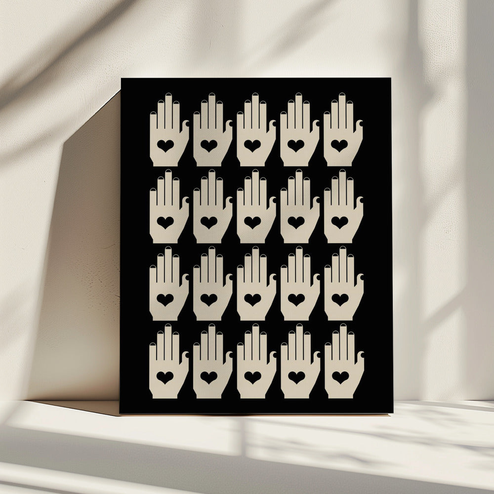 Retro Handen Zwart | Canvas