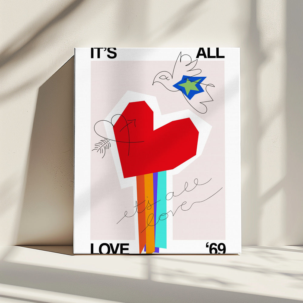 Het is allemaal liefde '69 Hart Greige | Canvas