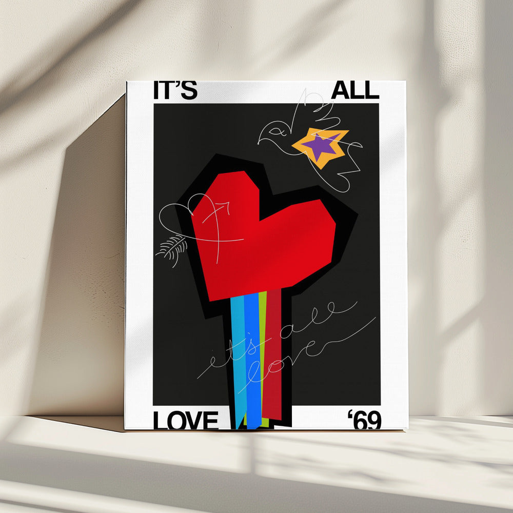 Het is allemaal liefde Hartgrijs | Canvas